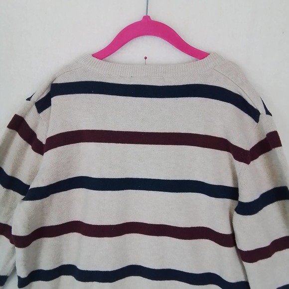 Children's Place Cotton Crew Neck Knit‎ Sweater Size Large in Tan w/ Stripes - Picture 6 of 9